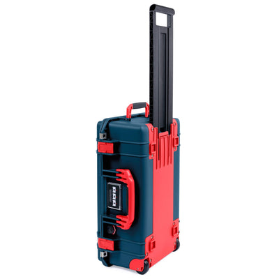 Pelican 1535 Air Case, Deep Pacific with Red Handles, Push-Button Latches & Trolley ColorCase