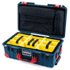 Pelican 1535 Air Case, Deep Pacific with Red Handles, Push-Button Latches & Trolley Yellow Padded Microfiber Dividers with Computer Pouch ColorCase 015350-0210-550-320-320