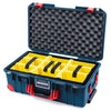 Pelican 1535 Air Case, Deep Pacific with Red Handles, Push-Button Latches & Trolley Yellow Padded Microfiber Dividers with Convolute Lid Foam ColorCase 015350-0010-550-320-320