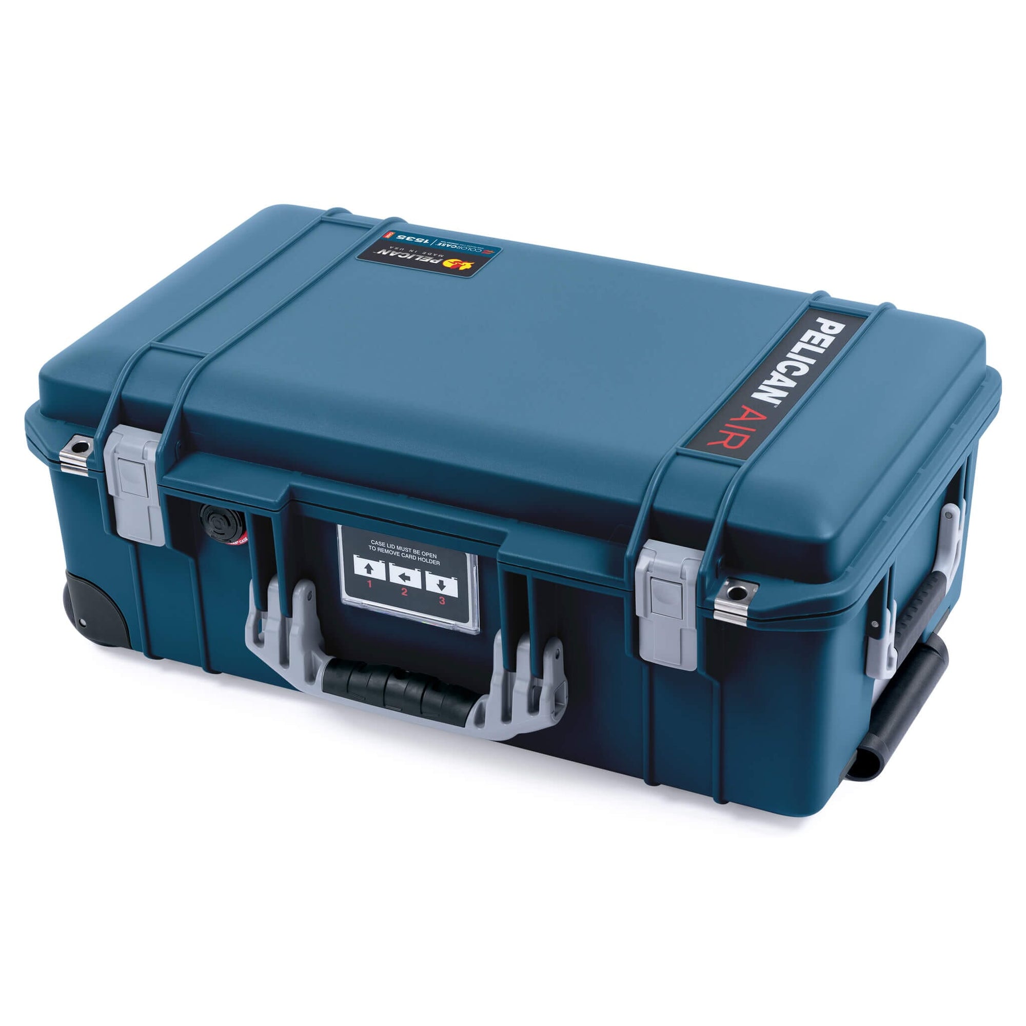 Pelican 1535 Air Case, Deep Pacific with Silver Handles & Push-Button Latches ColorCase 