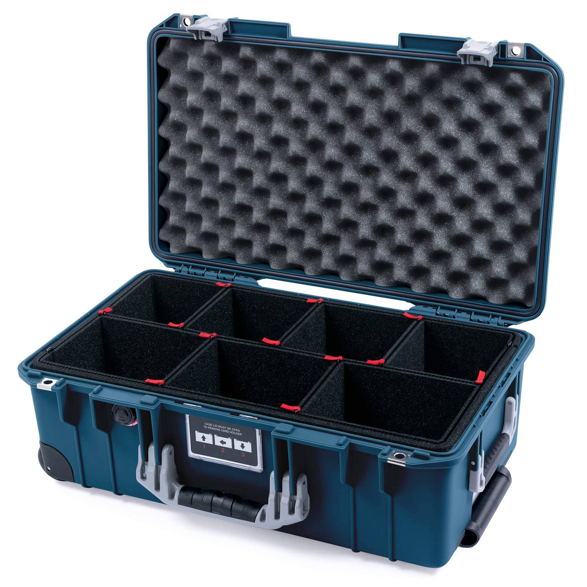 Pelican 1535 Air Case, Deep Pacific with Silver Handles &amp; Push-Button Latches TrekPak Divider System with Convolute Lid Foam ColorCase 015350-0020-550-181