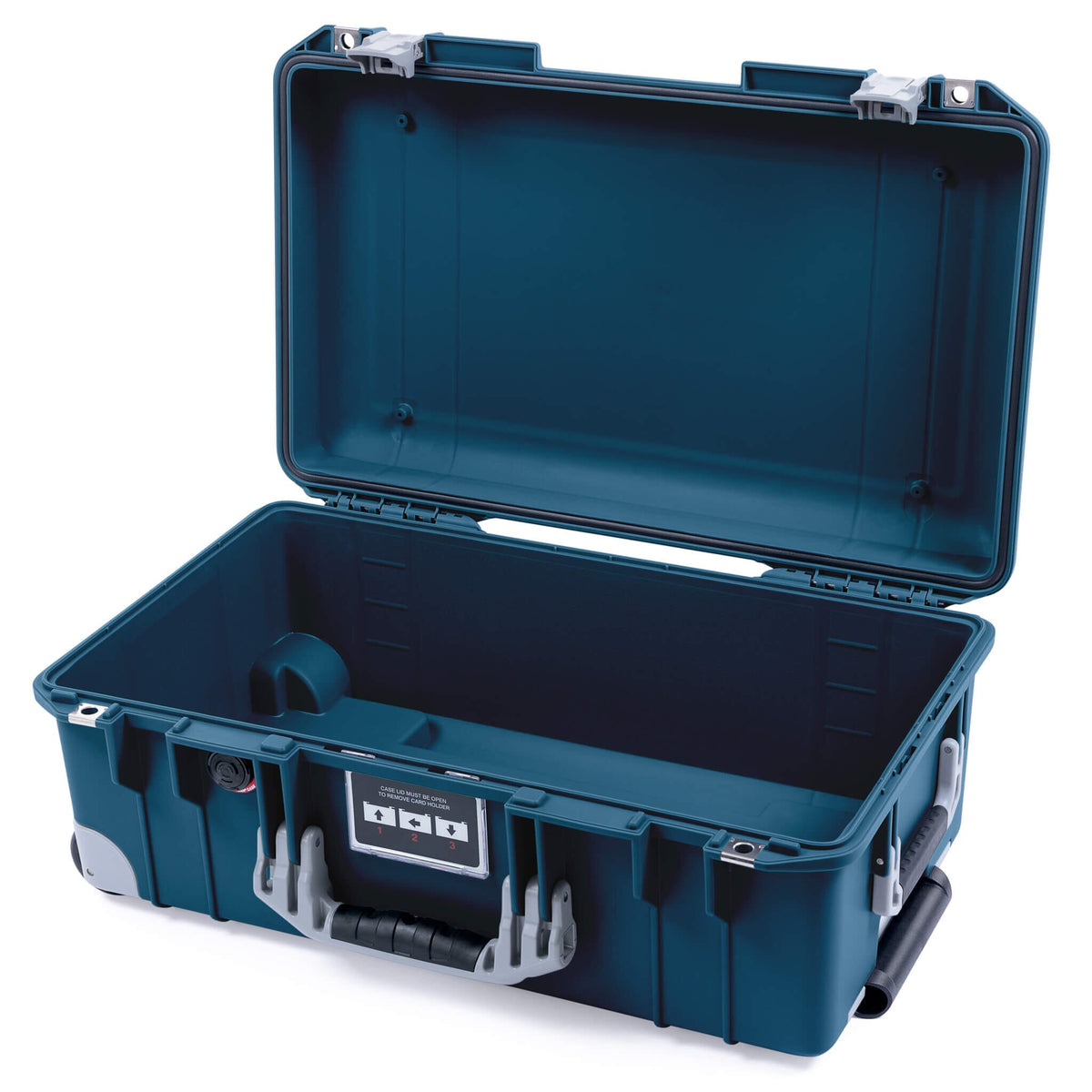 Pelican 1535 Air Case, Deep Pacific with Silver Handles, Push-Button Latches &amp; Trolley None (Case Only) ColorCase 015350-0000-550-181-180