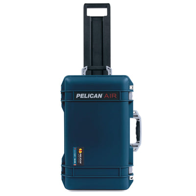 Pelican 1535 Air Case, Deep Pacific with Silver Handles, Push-Button Latches & Trolley ColorCase
