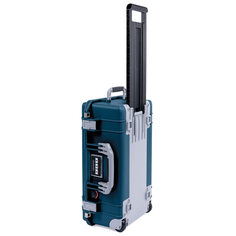Pelican 1535 Air Case, Deep Pacific with Silver Handles, Push-Button Latches & Trolley ColorCase 
