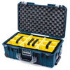 Pelican 1535 Air Case, Deep Pacific with Silver Handles & Push-Button Latches Yellow Padded Microfiber Dividers with Convolute Lid Foam ColorCase 015350-0010-550-181