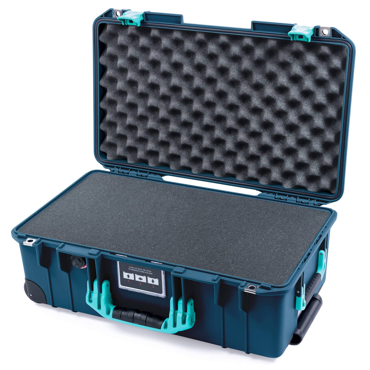 Pelican 1535 Air Case, Deep Pacific with Teal Handles &amp; Latches Pick &amp; Pluck Foam with Convoluted Lid Foam ColorCase 015350-0001-550-591