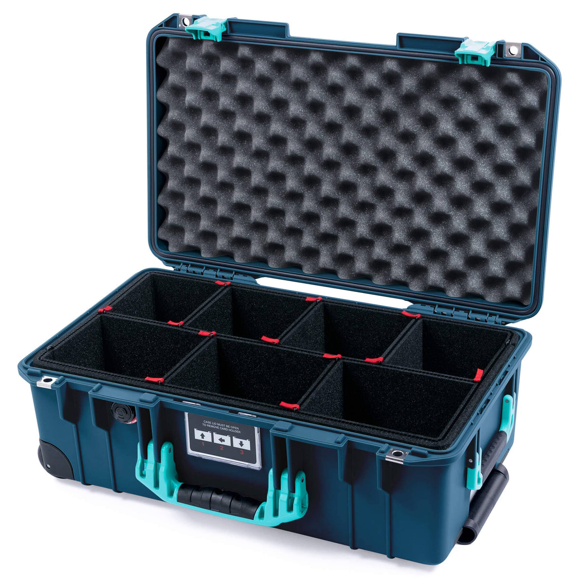 Pelican 1535 Air Case, Deep Pacific with Teal Handles &amp; Latches TrekPak Divider System with Convoluted Lid Foam ColorCase 015350-0020-550-591