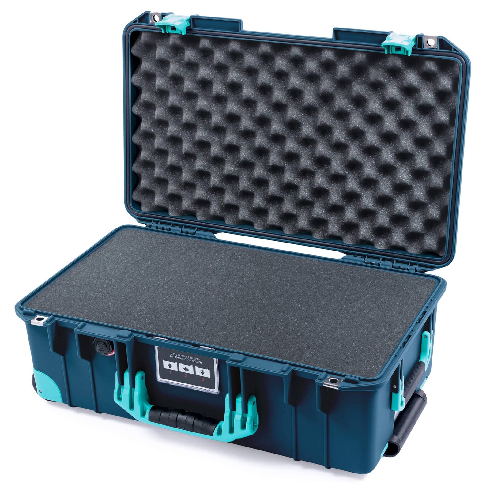 Pelican 1535 Air Case, Deep Pacific with Teal Handles, Latches & Trolley Pick & Pluck Foam with Convoluted Lid Foam ColorCase 015350-0001-550-591-590