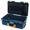 Pelican 1535 Air Case, Deep Pacific with Yellow Handles & Push-Button Latches Laptop Computer Lid Pouch Only ColorCase 015350-0200-550-241