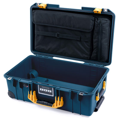 Pelican 1535 Air Case, Deep Pacific with Yellow Handles & Push-Button Latches Laptop Computer Lid Pouch Only ColorCase 015350-0200-550-241