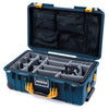Pelican 1535 Air Case, Deep Pacific with Yellow Handles & Push-Button Latches Gray Padded Microfiber Dividers with Mesh Lid Organizer ColorCase 015350-0170-550-241