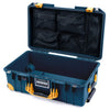 Pelican 1535 Air Case, Deep Pacific with Yellow Handles, Push-Button Latches & Trolley Mesh Lid Organizer Only ColorCase 015350-0100-550-241-240