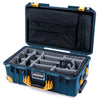 Pelican 1535 Air Case, Deep Pacific with Yellow Handles, Push-Button Latches & Trolley Gray Padded Microfiber Dividers with Computer Pouch ColorCase 015350-0270-550-241-240