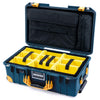 Pelican 1535 Air Case, Deep Pacific with Yellow Handles, Push-Button Latches & Trolley Yellow Padded Microfiber Dividers with Computer Pouch ColorCase 015350-0210-550-241-240