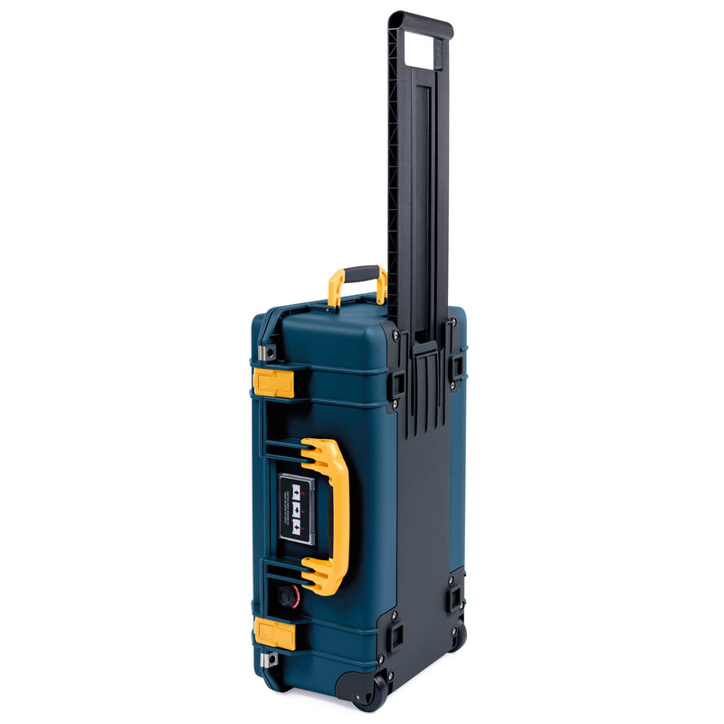 Pelican 1535 Air Case, Deep Pacific with Yellow Handles & Push-Button Latches ColorCase 