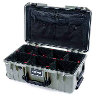 Pelican 1535 Air Case, Sage with Black Handles & Latches TrekPak Divider System with TRVL Lid Organizer ColorCase 015350-0320-350-111