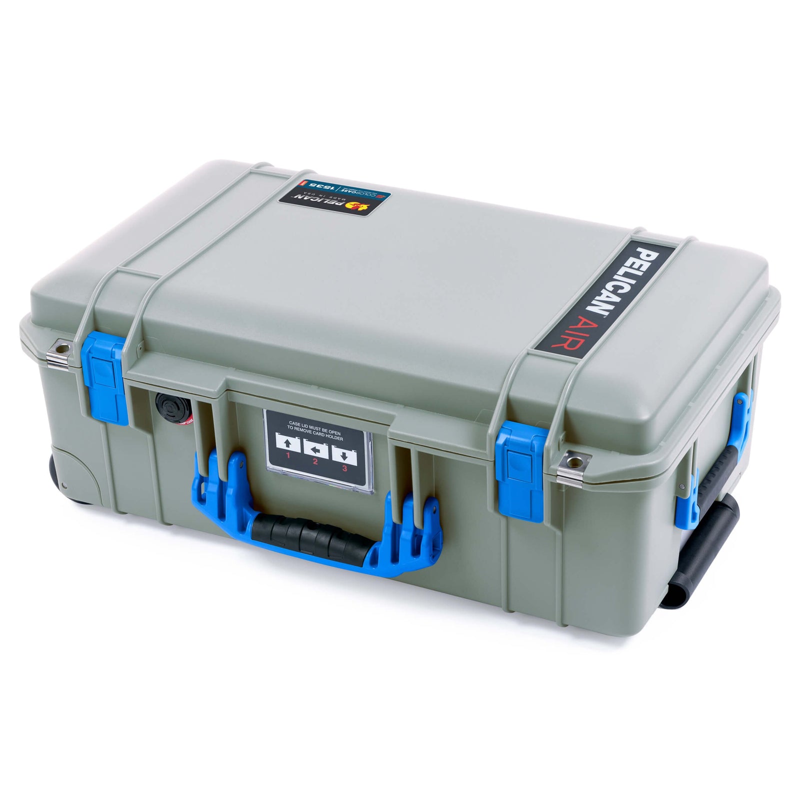 Pelican 1535 Air Case, Sage with Blue Handles & Latches ColorCase 