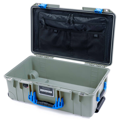 Pelican 1535 Air Case, Sage with Blue Handles & Latches TRVL Lid Organizer Only ColorCase 015350-0300-350-121