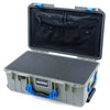 Pelican 1535 Air Case, Sage with Blue Handles & Latches Pick & Pluck Foam with TRVL Lid Organizer ColorCase 015350-0301-350-121