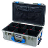 Pelican 1535 Air Case, Sage with Blue Handles & Latches TrekPak Divider System with TRVL Lid Organizer ColorCase 015350-0320-350-121