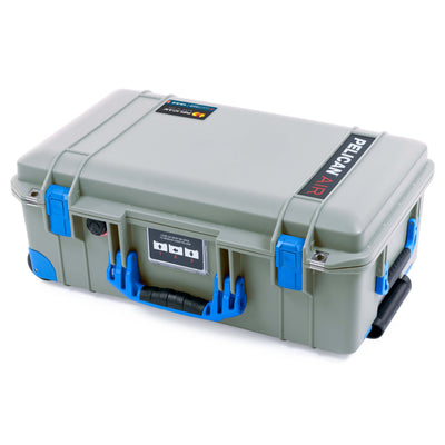 Pelican 1535 Air Case, Sage with Blue Handles, Latches & Trolley ColorCase