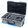 Pelican 1535 Air Case, Sage with Blue Handles, Latches & Trolley Gray Padded Microfiber Dividers with TRVL Lid Organizer ColorCase 015350-0370-350-121-120