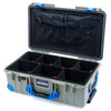 Pelican 1535 Air Case, Sage with Blue Handles, Latches & Trolley TrekPak Divider System with TRVL Lid Organizer ColorCase 015350-0320-350-121-120