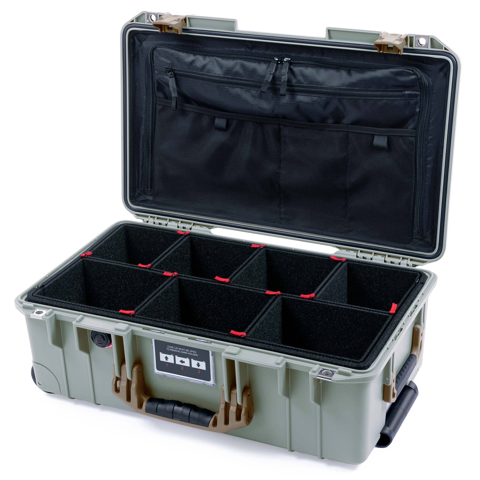Pelican 1535 Air Case, Sage with Dark Desert Dirt Handles & Latches TrekPak Divider System with TRVL Lid Organizer ColorCase 015350-0320-350-581