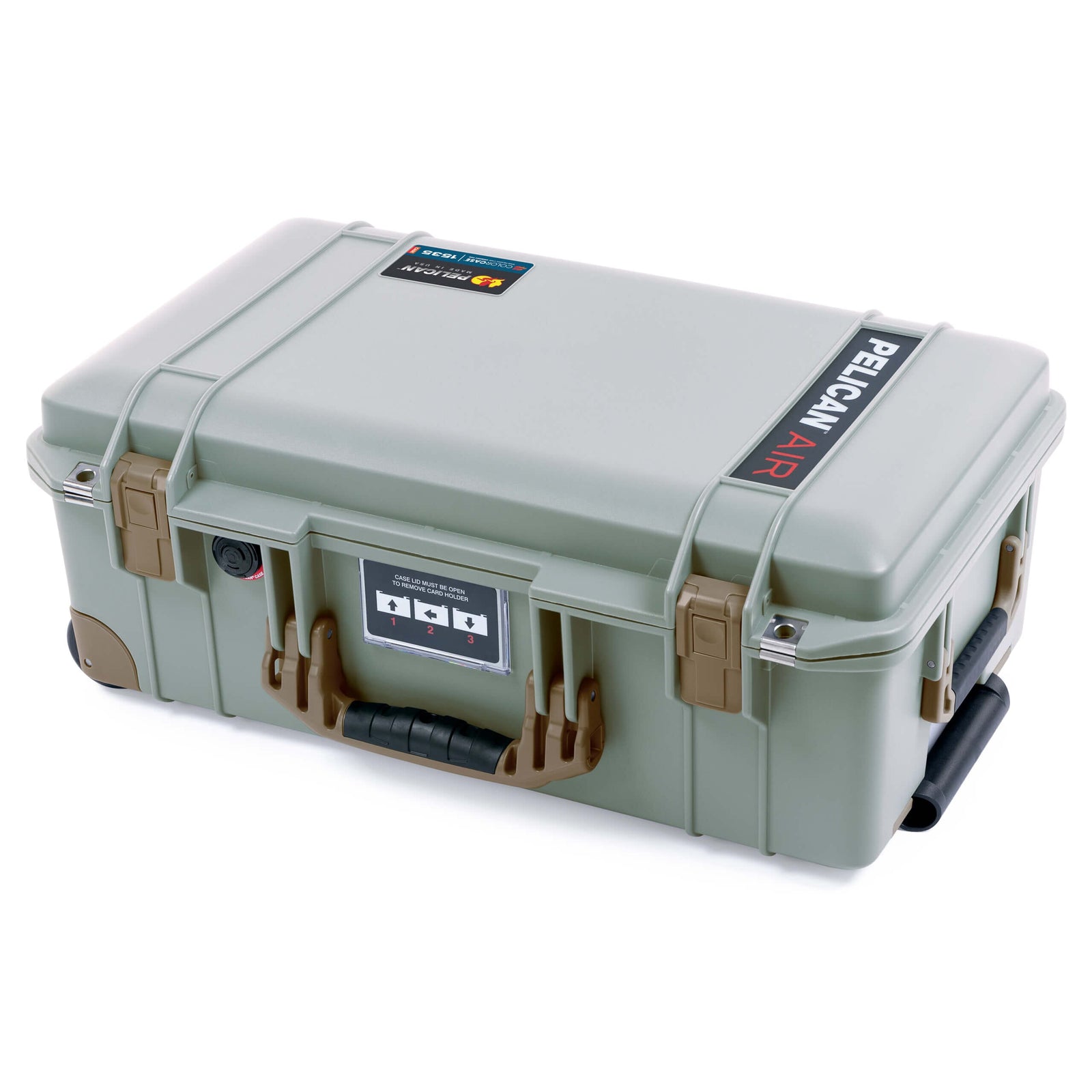 Pelican 1535 Air Case, Sage with Dark Desert Dirt Handles, Latches & Trolley ColorCase 