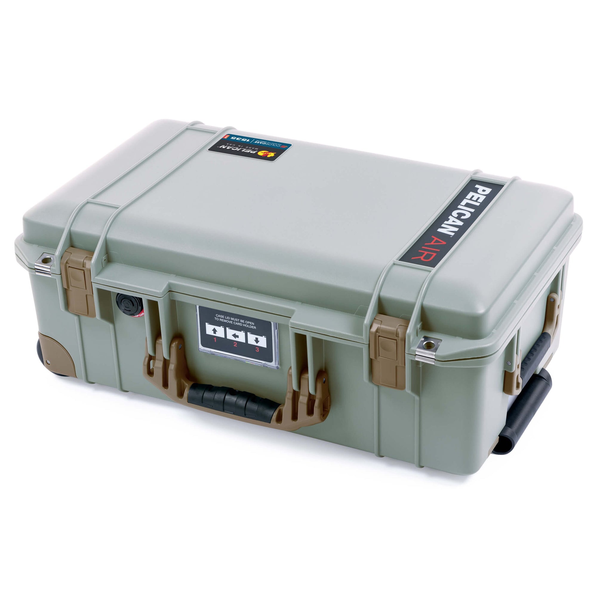 Pelican 1535 Air Case, Sage with Dark Desert Dirt Handles, Latches & Trolley ColorCase 