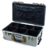 Pelican 1535 Air Case, Sage with Dark Desert Dirt Handles, Latches & Trolley TrekPak Divider System with TRVL Lid Organizer ColorCase 015350-0320-350-581-580