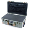 Pelican 1535 Air Case, Sage with Desert Tan Handles, Latches & Trolley Pick & Pluck Foam with TRVL Lid Organizer ColorCase 015350-0301-350-311-310