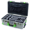 Pelican 1535 Air Case, Sage with Lime Green Handles, Latches & Trolley Gray Padded Microfiber Dividers with TRVL Lid Organizer ColorCase 015350-0370-350-301-300