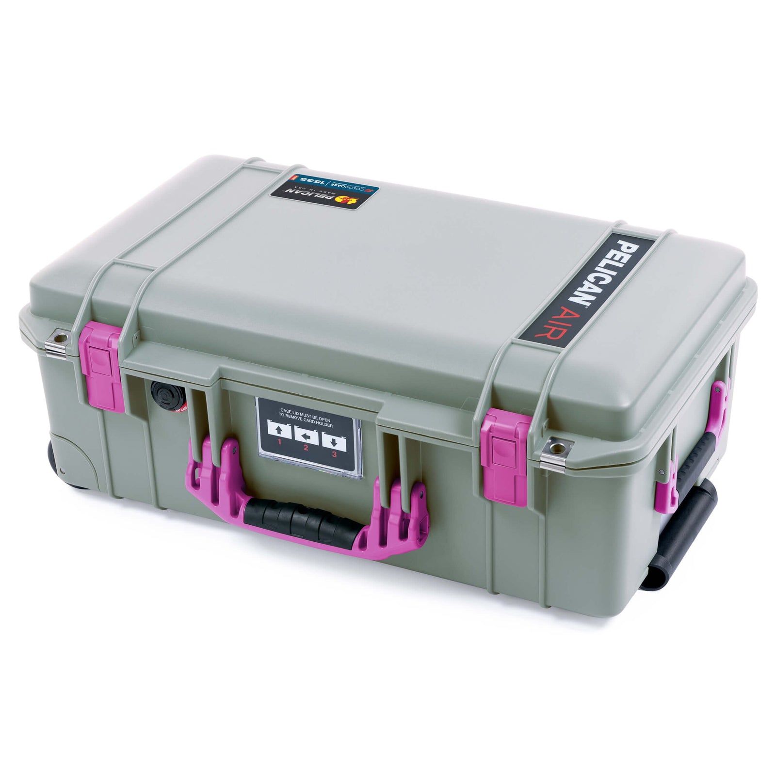 Pelican 1535 Air Case, Sage with Magenta Handles & Latches ColorCase 