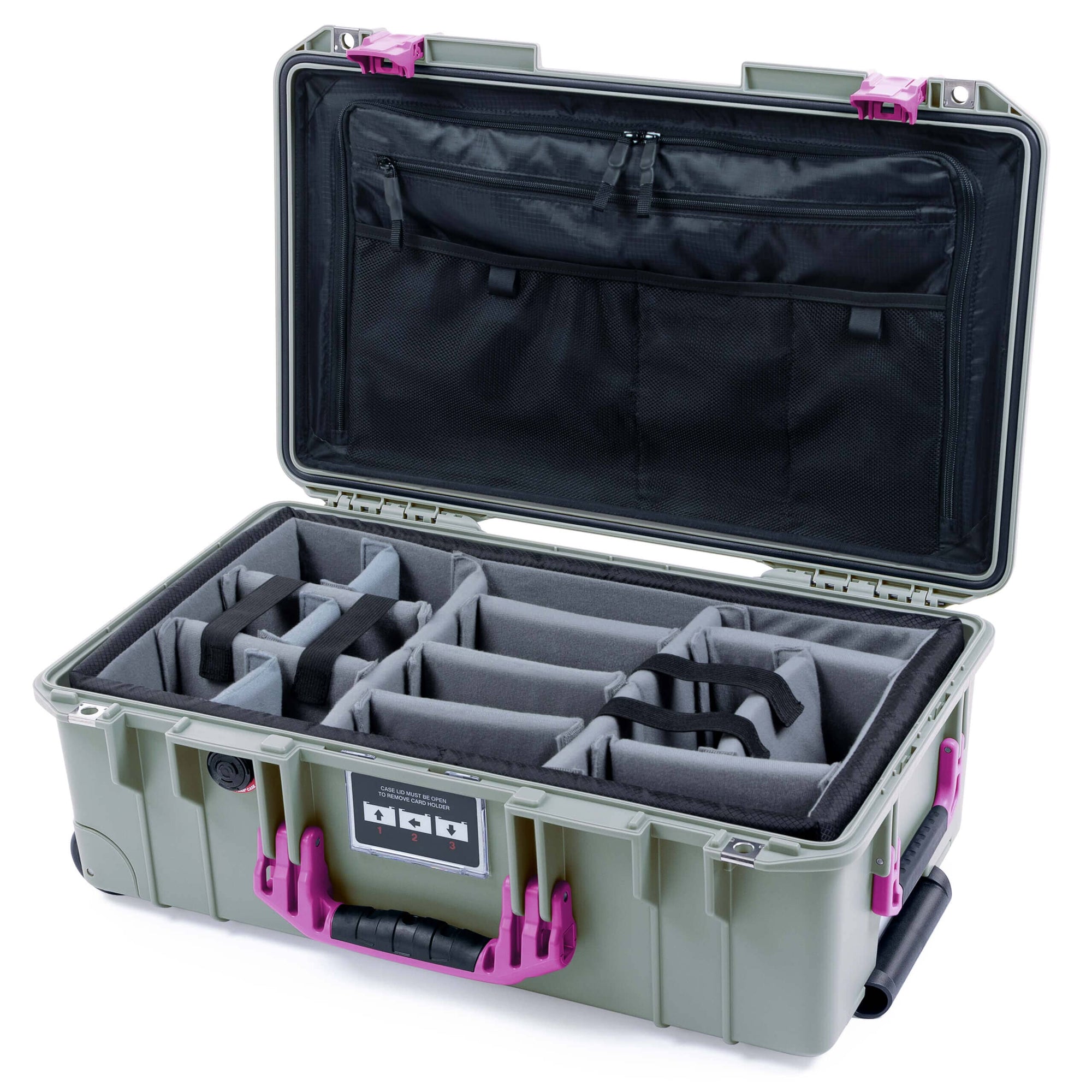 Pelican 1535 Air Case, Sage with Magenta Handles & Latches ColorCase