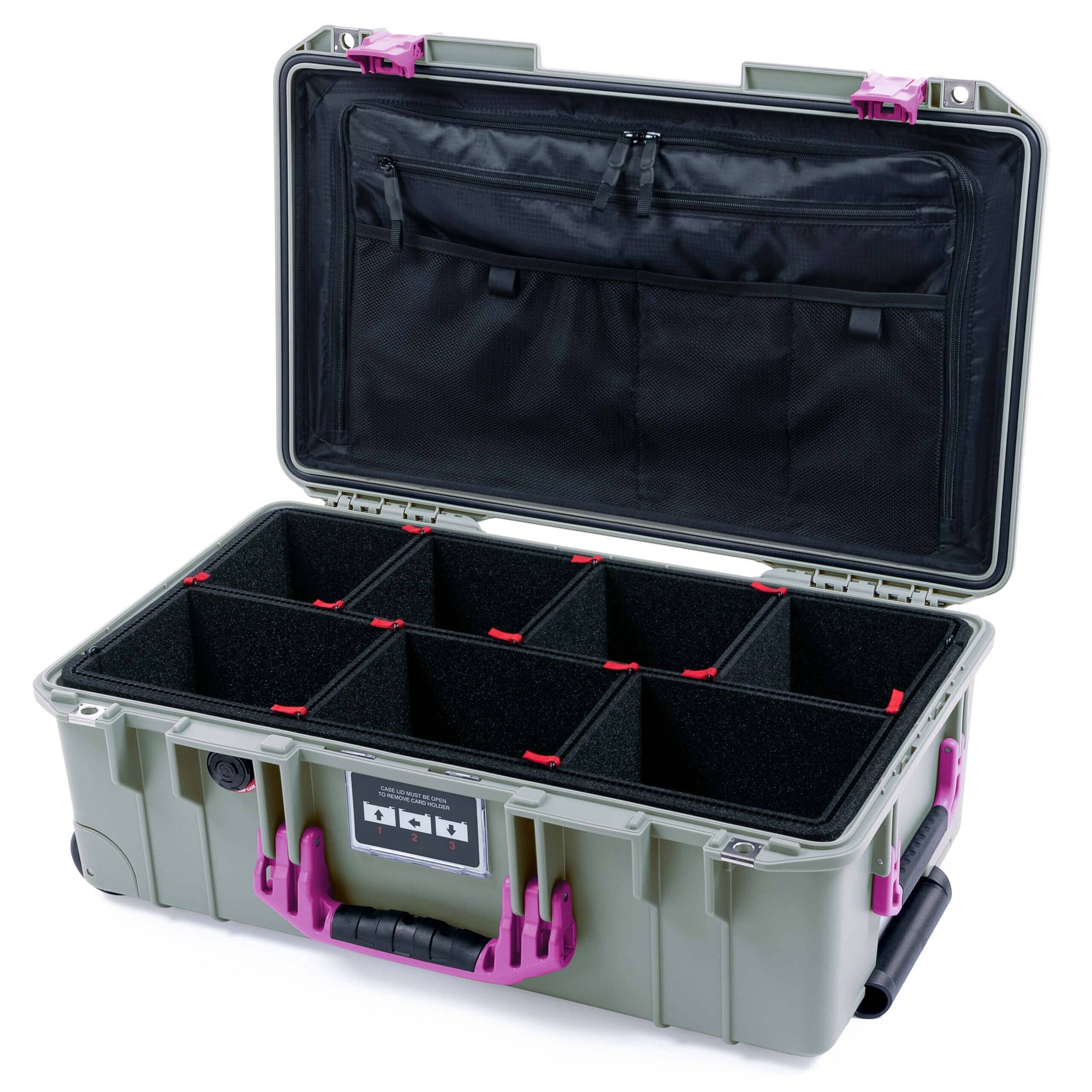 Pelican 1535 Air Case, Sage with Magenta Handles & Latches ColorCase