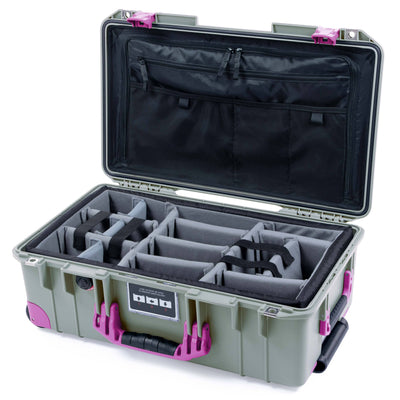 Pelican 1535 Air Case, Sage with Magenta Handles, Latches & Trolley ColorCase