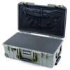 Pelican 1535 Air Case, Sage with OD Green Handles, Latches & Trolley Pick & Pluck Foam with TRVL Lid Organizer ColorCase 015350-0301-350-131-130