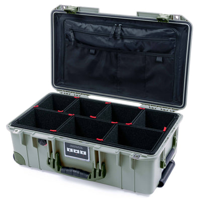 Pelican 1535 Air Case, Sage with OD Green Handles, Latches & Trolley TrekPak Divider System with TRVL Lid Organizer ColorCase 015350-0320-350-131-130