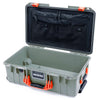 Pelican 1535 Air Case, Sage with Orange Handles & Latches TRVL Lid Organizer Only ColorCase 015350-0300-350-151