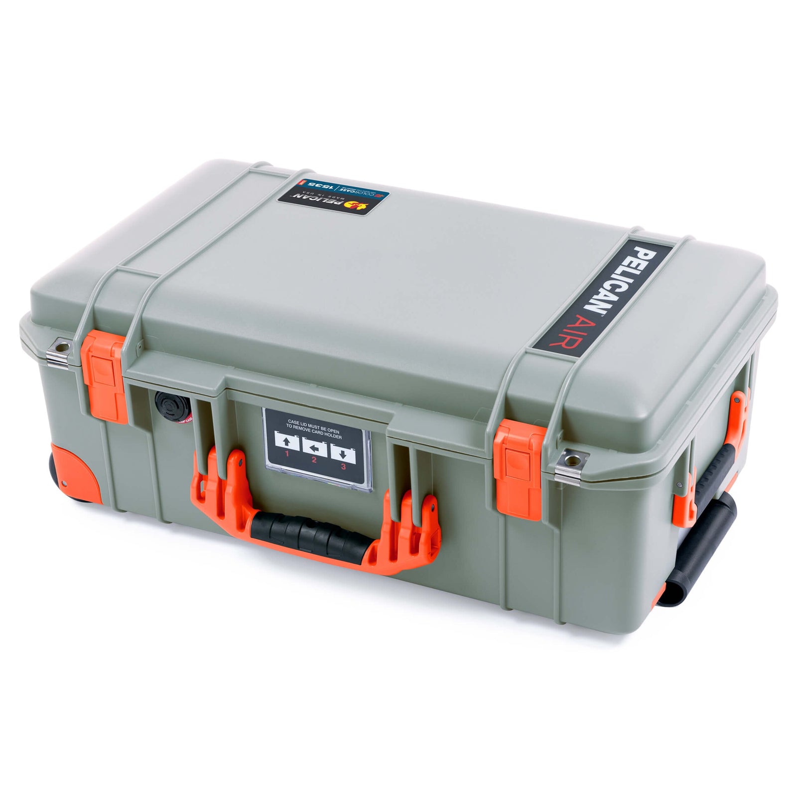 Pelican 1535 Air Case, Sage with Orange Handles, Latches & Trolley ColorCase 