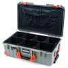 Pelican 1535 Air Case, Sage with Orange Handles, Latches & Trolley TrekPak Divider System with TRVL Lid Organizer ColorCase 015350-0320-350-151-150