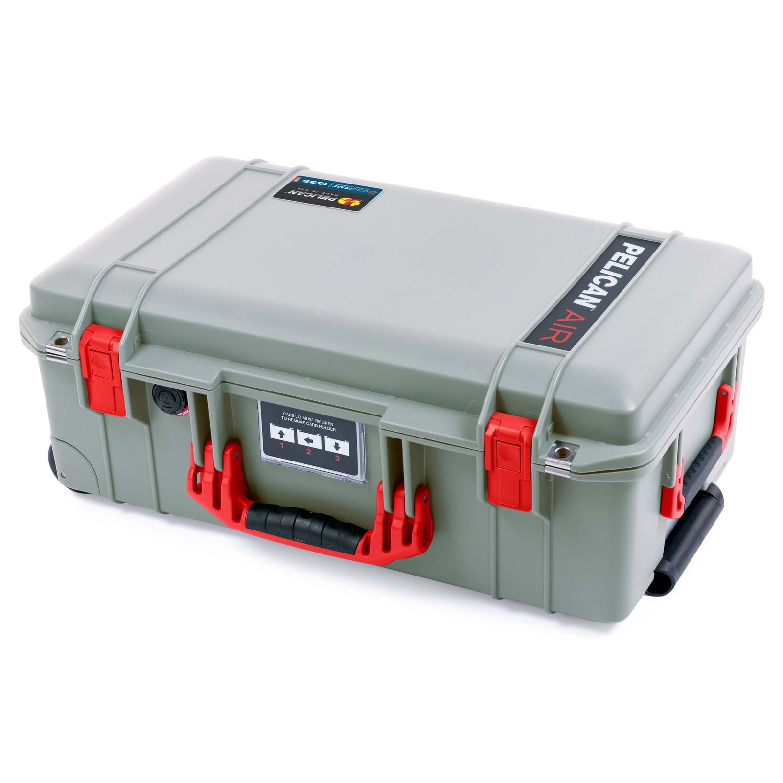 Pelican 1535 Air Case, Sage with Red Handles & Latches ColorCase 