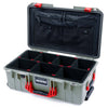 Pelican 1535 Air Case, Sage with Red Handles & Latches TrekPak Divider System with TRVL Lid Organizer ColorCase 015350-0320-350-321