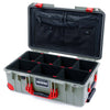 Pelican 1535 Air Case, Sage with Red Handles, Latches & Trolley TrekPak Divider System with TRVL Lid Organizer ColorCase 015350-0320-350-321-320