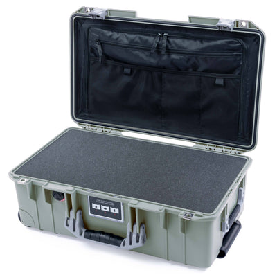 Pelican 1535 Air Case, Sage with Silver Handles & Latches Pick & Pluck Foam with TRVL Lid Organizer ColorCase 015350-0301-350-181
