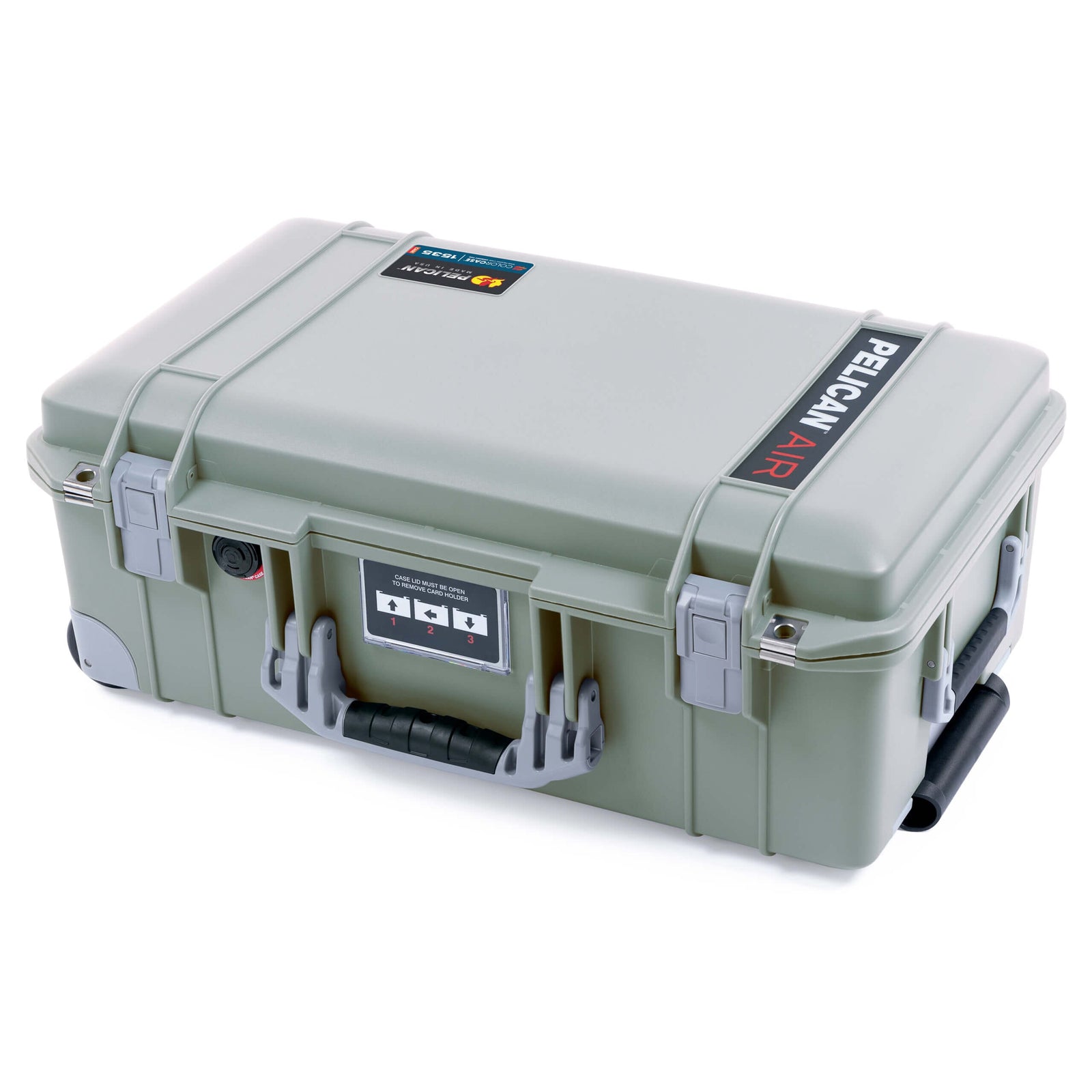 Pelican 1535 Air Case, Sage with Silver Handles, Latches & Trolley ColorCase 