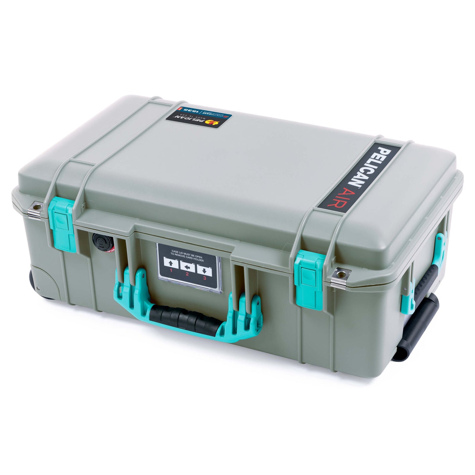Pelican 1535 Air Case, Sage with Teal Handles & Latches ColorCase 