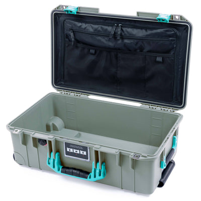 Pelican 1535 Air Case, Sage with Teal Handles & Latches TRVL Lid Organizer Only ColorCase 015350-0300-350-591