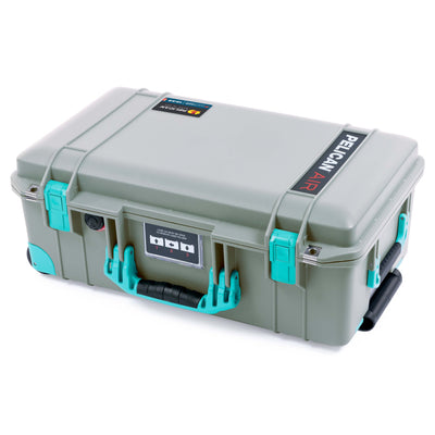 Pelican 1535 Air Case, Sage with Teal Handles, Latches & Trolley ColorCase